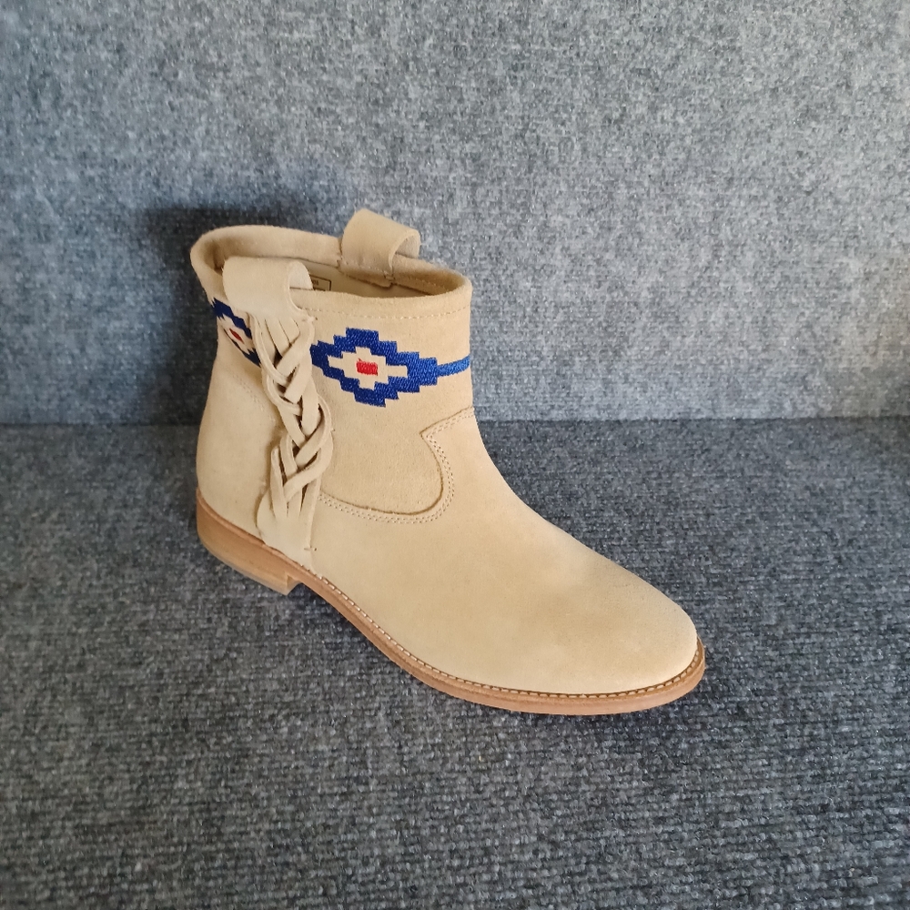 Soludos Women Embroidered Braided Suede Bootie Shoe Size 8 Boho